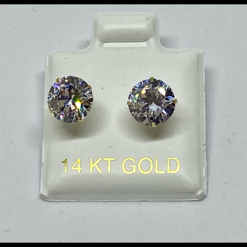 Studs diamonds CZ solid gold 14k pretty 2 carat - Picture 2 of 9